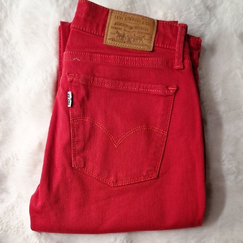 Levi's 710 Red Slim Fit Jeans Bold Denim